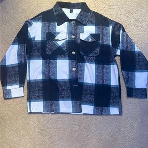 Shein, Women’s Small, blue-white plaid flannel